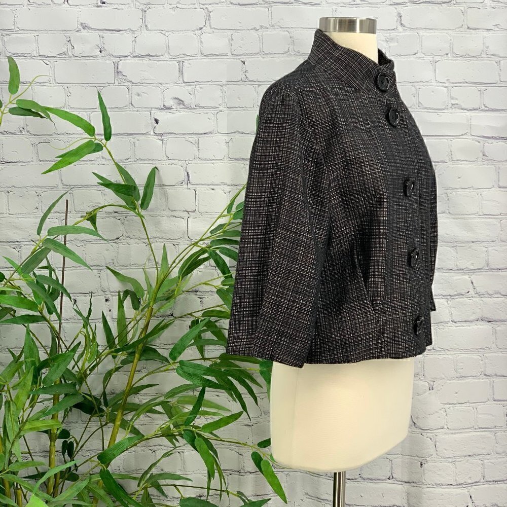 Michael Kors Gray & Black Plaid Crop Jacket - Picture 2 of 7